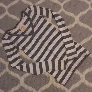 Grey and White Striped Long Sleeve